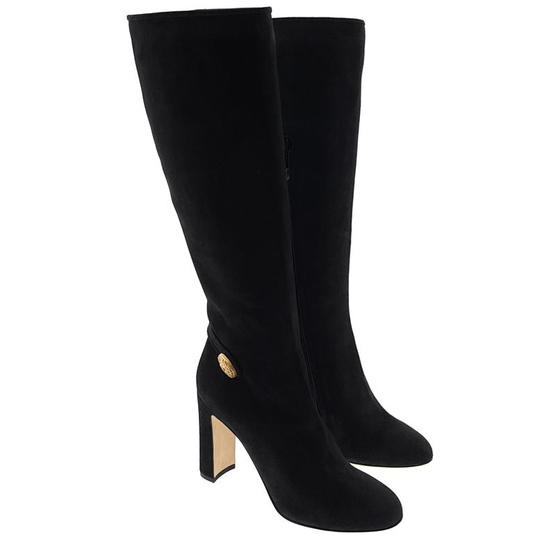 Dolce & Gabbana Block Heel Knee High Suede Boots-36